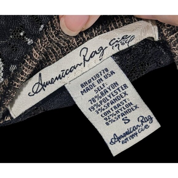 Retro Preppy Black And Brown Lace Cardigan by American Rag - Picture 4 of 10